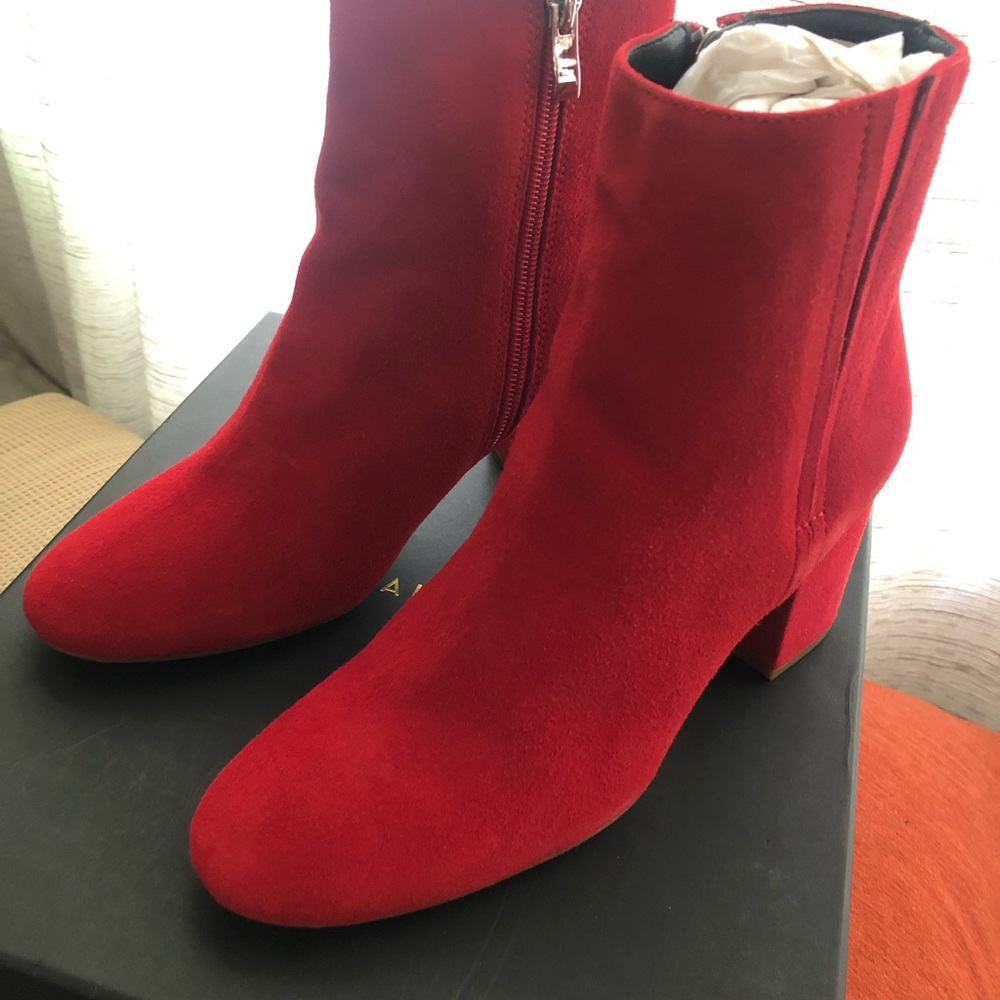 Halogen Red Suede Ankle Boots